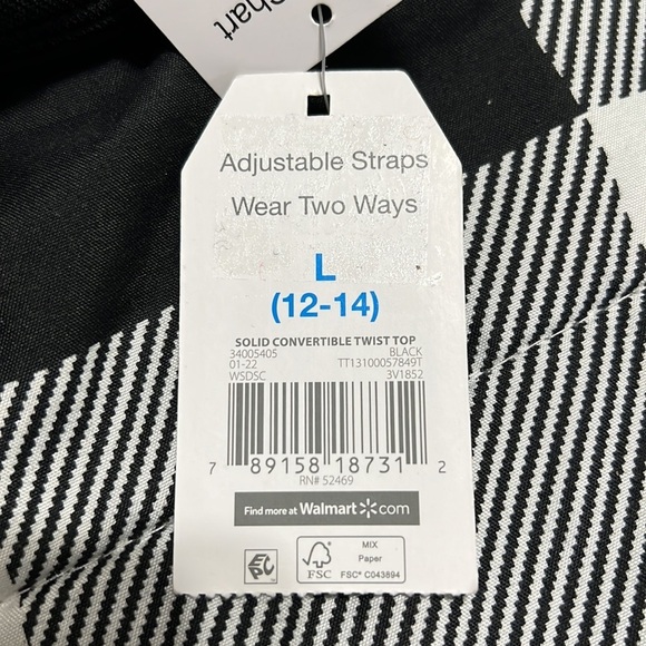 Time and Tru Women’s and Women's Plus Asymmetrical Swim Top Size L (12-14) - Picture 4 of 4